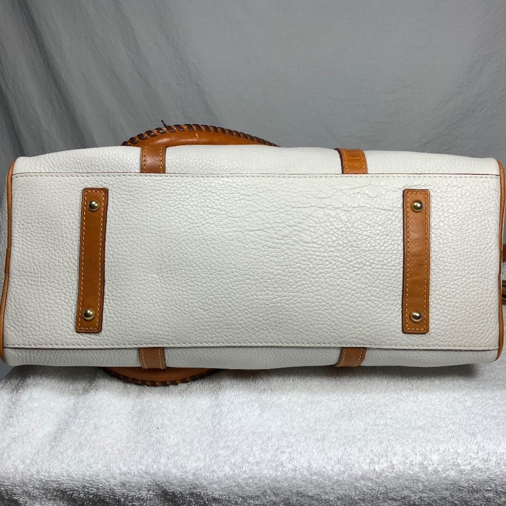 Dooney & Bourke Cream and Tan Domed Leather Satchel - Picture 15 of 16